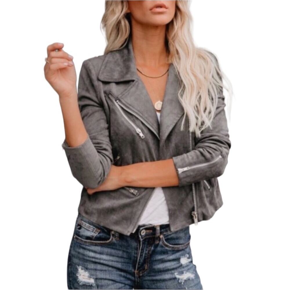 Vici Gray Suede Moto Jacket